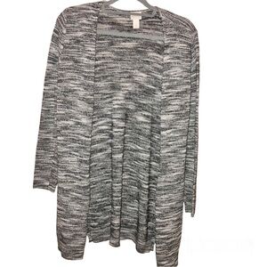 Chico’s Wool Blend Heather Open‎ Front Cardigan Grey White size 1 small